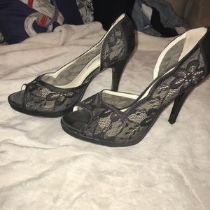 Black lace heels